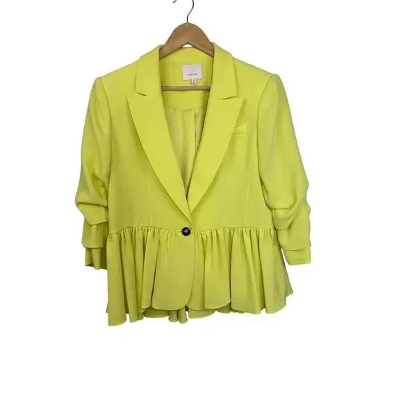 CINQ À SEPT Kourtney Ruffled Blazer Yuzu Size 6 - Picture 6 of 12